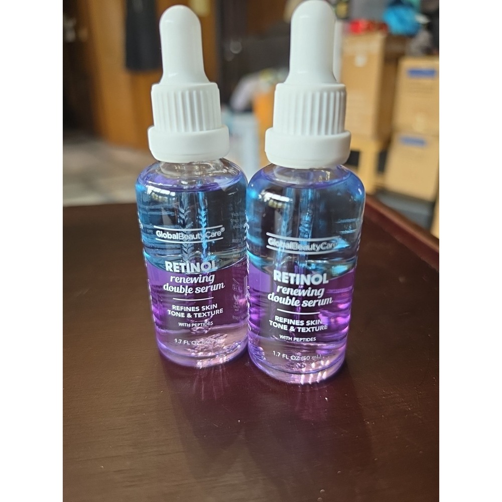2 Pack‎ Global Beauty Care Retinol Renewing Double Serum Anti Aging NEW